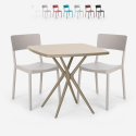 Set met 2 stoelen en vierkante beige tafel 70x70 cm van polypropyleen Regas Voorraad