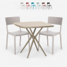 Ensemble 2 Chaises et 1 Table Carrée Beige 70x70cm Polypropylène Design pour jardin terrasse bar restaurant Regas Choix
