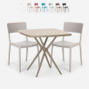 Set met 2 stoelen en vierkante beige tafel 70x70 cm van polypropyleen Regas Voorraad