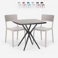 Set met vierkante zwarte tafel 70x70 cm en 2 stoelen Regas Dark Aanbieding
