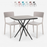 Ensemble Table Carrée 70x70cm Noire et 2 Chaises Extérieur Design pour jardin bar restaurant Regas Dark Promotion