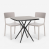 Ensemble Table Carrée 70x70cm Noire et 2 Chaises Extérieur Design pour jardin bar restaurant Regas Dark Offre
