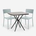 Ensemble Table Carrée 70x70cm Noire et 2 Chaises Extérieur Design pour jardin bar restaurant Regas Dark 