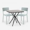 Ensemble Table Carrée 70x70cm Noire et 2 Chaises Extérieur Design pour jardin bar restaurant Regas Dark 