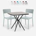 Ensemble Table Carrée 70x70cm Noire et 2 Chaises Extérieur Design pour jardin bar restaurant Regas Dark 