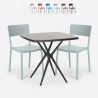 Ensemble Table Carrée 70x70cm Noire et 2 Chaises Extérieur Design pour jardin bar restaurant Regas Dark 