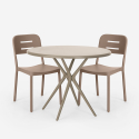 Set met 2 design stoelen en ronde beige tafel 80x80 cm van polypropyleen Ipsum Aanbod