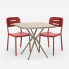 Ensemble Table Carrée Beige Polypropylène 70x70cm et 2 Chaises Design pour jardin restaurant bar Larum 
