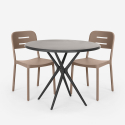 Ensemble Table Ronde Noire 80cm et 2 Chaises Design Moderne pour Jardin Bar Restaurant Ipsum Dark Caractéristiques
