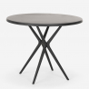 Ensemble Table Ronde Noire 80cm et 2 Chaises Design Moderne pour Jardin Bar Restaurant Ipsum Dark 