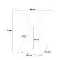 Set met ronde zwarte tafel 80x80 cm en 2 stoelen in modern design Ipsum Dark 
