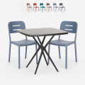 Set met 2 stoelen en vierkante zwarte tafel 70x70 cm in modern design Larum Dark Aanbieding