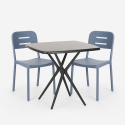 Set met 2 stoelen en vierkante zwarte tafel 70x70 cm in modern design Larum Dark Aanbod