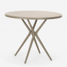 Set met 2 design stoelen en ronde beige tafel 80x80 cm van polypropyleen Kento 