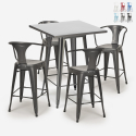 Set met hoge metalen tafel 60x60 cm en 4 barkrukken Bucket Korting
