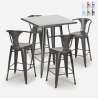 Set met hoge metalen tafel 60x60 cm en 4 barkrukken Bucket Korting