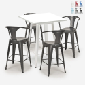 Set met hoge wit metalen tafel 60x60 cm en 4 barkrukken Bucket White Aanbieding
