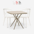 Polypropyleen set met 2 design stoelen en vierkante beige tafel 70x70 cm Saiku Aanbieding