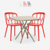 Polypropyleen set met 2 design stoelen en vierkante beige tafel 70x70 cm Saiku Aanbod