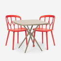 Polypropyleen set met 2 design stoelen en vierkante beige tafel 70x70 cm Saiku Voorraad