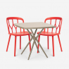 Polypropyleen set met 2 design stoelen en vierkante beige tafel 70x70 cm Saiku Voorraad