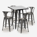 table haute noire 60x60cm + 4 tabourets bar cuisine bucket black Prix