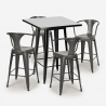table haute noire 60x60cm + 4 tabourets bar cuisine bucket black Prix