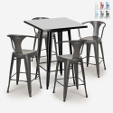 table haute noire 60x60cm + 4 tabourets bar cuisine bucket black Remises
