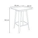 table haute noire 60x60cm + 4 tabourets bar cuisine bucket black 