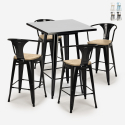Set met hoge zwarte tafel 60x60 cm en 4 barkrukken Bucket Black Top Light Verkoop