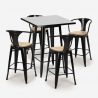 Set met hoge zwarte tafel 60x60 cm en 4 barkrukken Bucket Black Top Light Voorraad