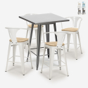 Set met hoge metalen tafel 60x60 cm en 4 barkrukken Bucket Top Light Aanbod