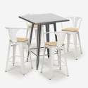 Set met hoge metalen tafel 60x60 cm en 4 barkrukken Bucket Top Light Voorraad