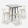 Set met hoge metalen tafel 60x60 cm en 4 barkrukken Bucket Top Light Voorraad