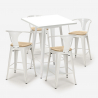 ensemble table blanche 60x60cm 4 tabourets en métal bucket white top light Modèle