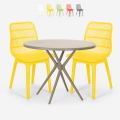 Set met 2 modern design stoelen en ronde beige tafel 80x80 cm Bardus Aanbieding