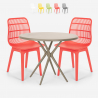 Ensemble 2 Chaises Design Moderne Table Ronde Beige 80cm Extérieur Jardin Cuisine Restaurant Bardus Choix