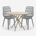 Set 2 stoelen modern design ronde tafel beige 80x80cm outdoor Bardus Prijs