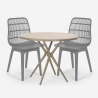 Ensemble 2 Chaises Design Moderne Table Ronde Beige 80cm Extérieur Jardin Cuisine Restaurant Bardus Achat