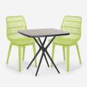 Set met 2 polypropyleen design stoelen en vierkante zwarte tafel 70x70 cm Cevis Dark Aanbod