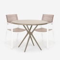 Ensemble Table Ronde 80cm Beige et 2 Chaises Polypropylène Design Jardin Cuisine Fisher Remises