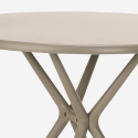 Ensemble Table Ronde 80cm Beige et 2 Chaises Polypropylène Design Jardin Cuisine Fisher 