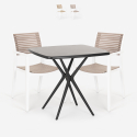 Set met vierkante zwarte tafel 70x70 cm en 2 polypropyleen design stoelen Clue Dark Aanbieding