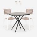 Set met vierkante zwarte tafel 70x70 cm en 2 polypropyleen design stoelen Clue Dark Aanbieding