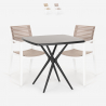 Set met vierkante zwarte tafel 70x70 cm en 2 polypropyleen design stoelen Clue Dark Aanbieding