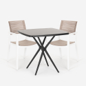 Set met vierkante zwarte tafel 70x70 cm en 2 polypropyleen design stoelen Clue Dark Korting