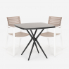 Set met vierkante zwarte tafel 70x70 cm en 2 polypropyleen design stoelen Clue Dark Korting
