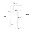 Industriële set met 4 barkrukken en een tafel 60x60 cm Mason 