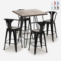 ensemble table bois 60x60cm 4 tabourets industriel cuisine bar mason noix Vente
