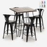 ensemble table bois 60x60cm 4 tabourets industriel cuisine bar mason noix Vente